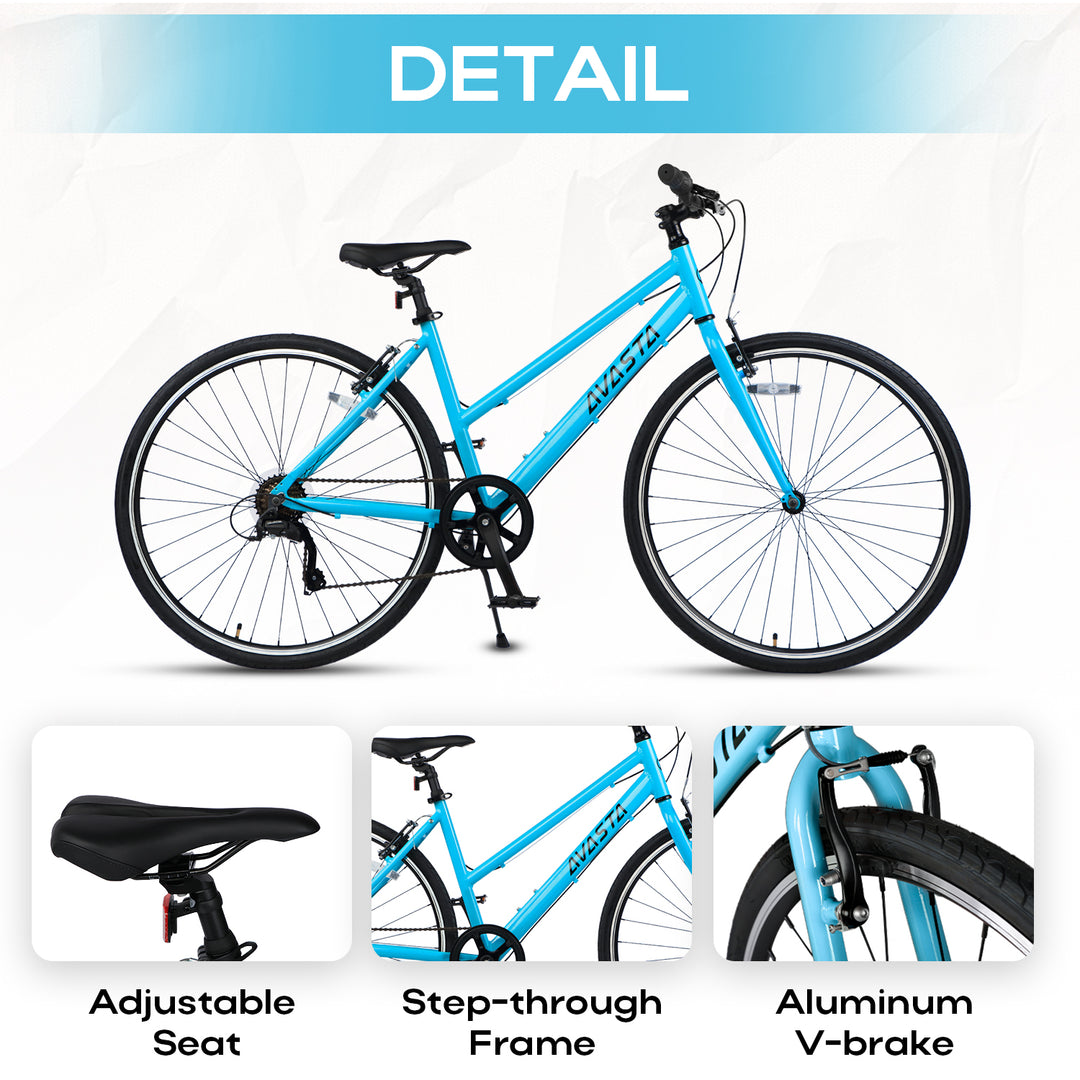 700C  Hybrid Bike with 7 Speed for Women-Populus