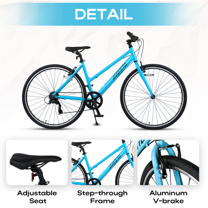 700C  Hybrid Bike with 7 Speed for Women-Populus