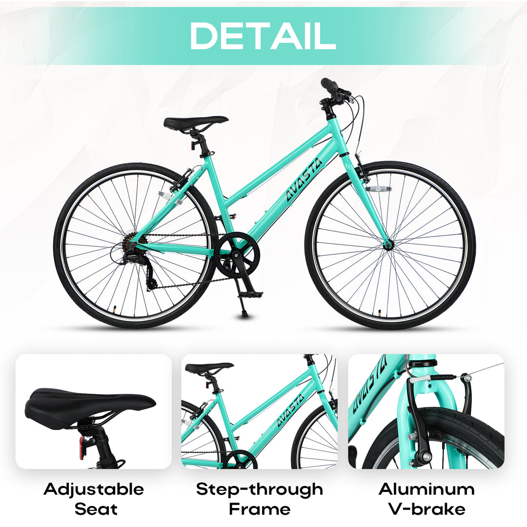 700C  Hybrid Bike with 7 Speed for Women-Populus