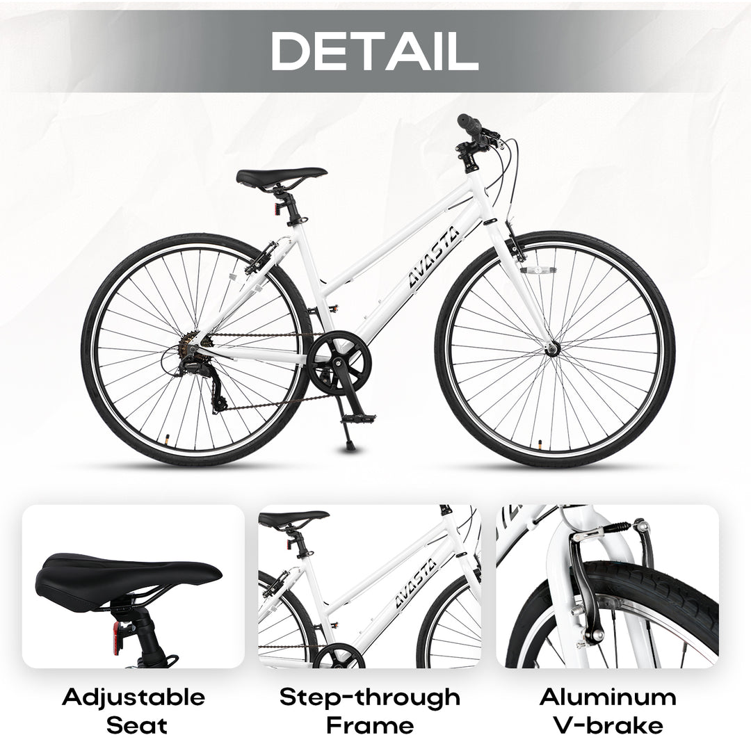 700C  Hybrid Bike with 7 Speed for Women-Populus