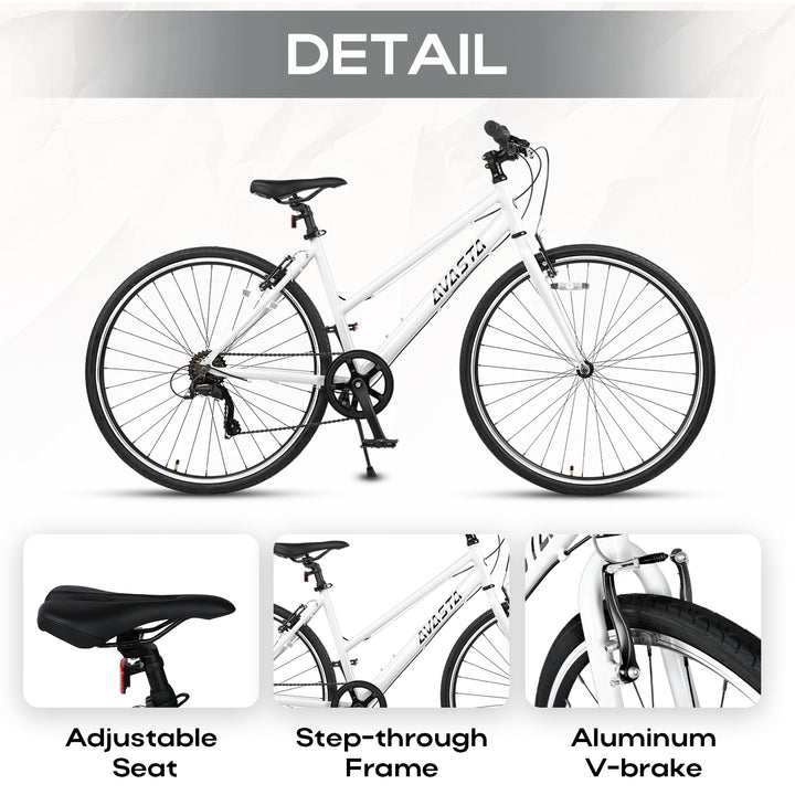 700C  Hybrid Bike with 7 Speed for Women-Populus