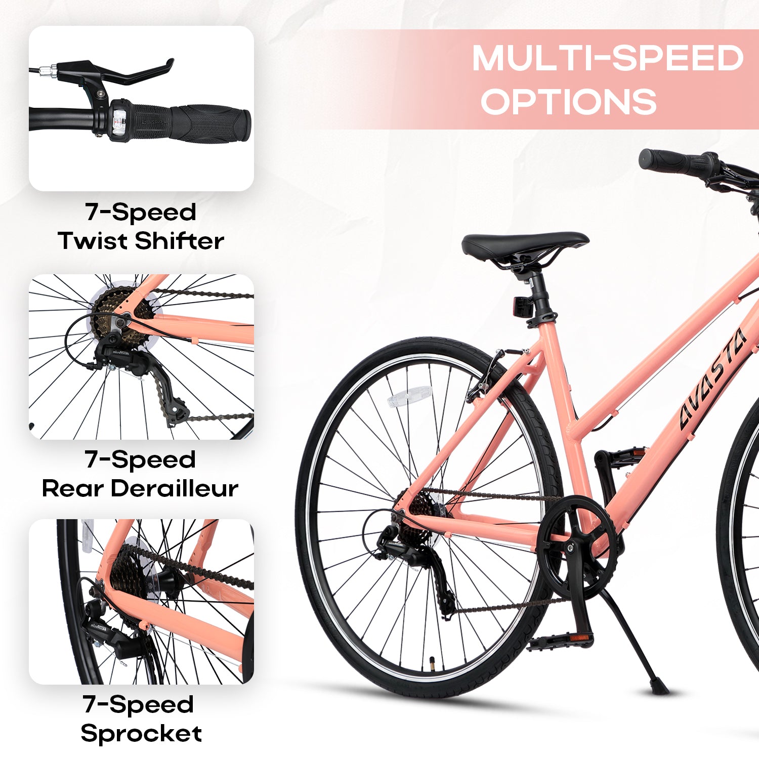 AVASTA Road Hybrid Bike for Adult Women, Lightweight 700c Step