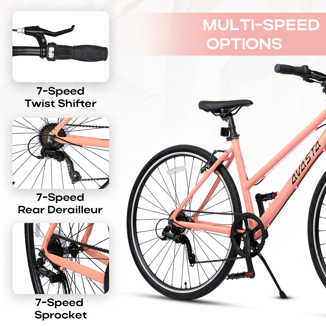 700C  Hybrid Bike with 7 Speed for Women-Populus
