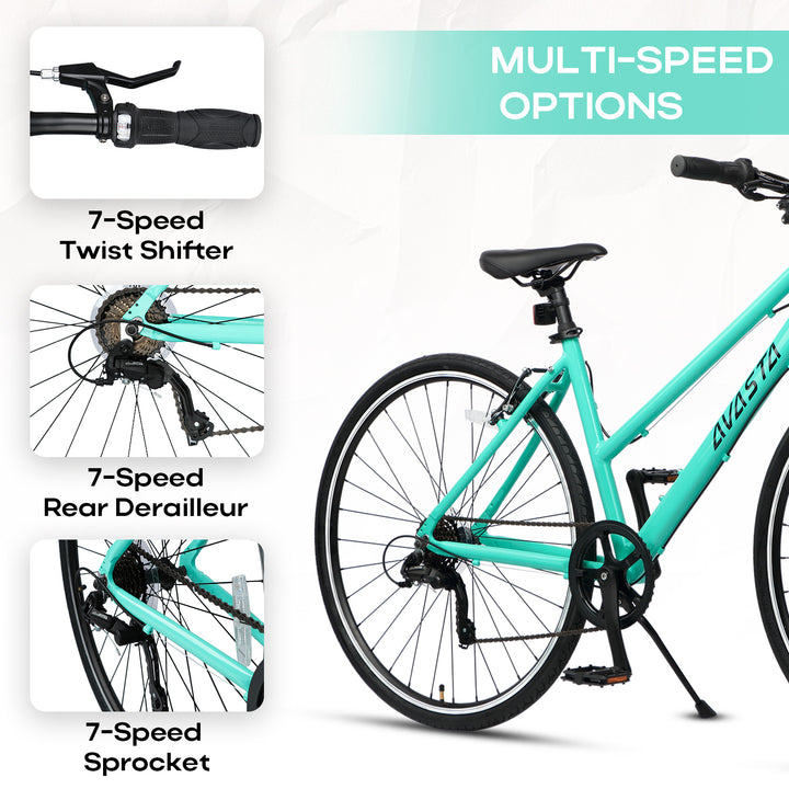 700C  Hybrid Bike with 7 Speed for Women-Populus