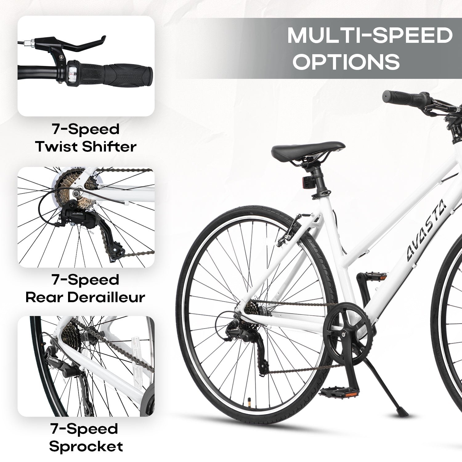 AVASTA Road Hybrid Bike for Adult Women, Lightweight 700c Step
