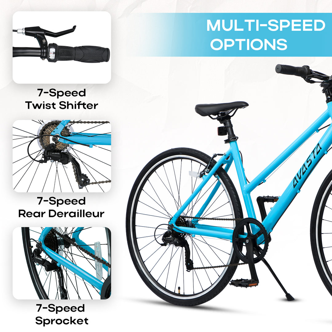 700C Hybrid Bike with 7 Speed for Women-Populus