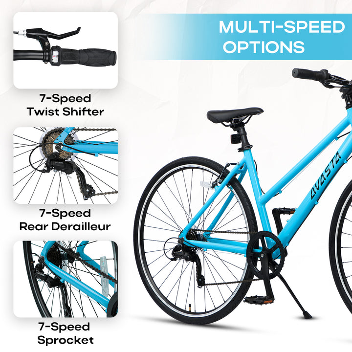 700C  Hybrid Bike with 7 Speed for Women-Populus